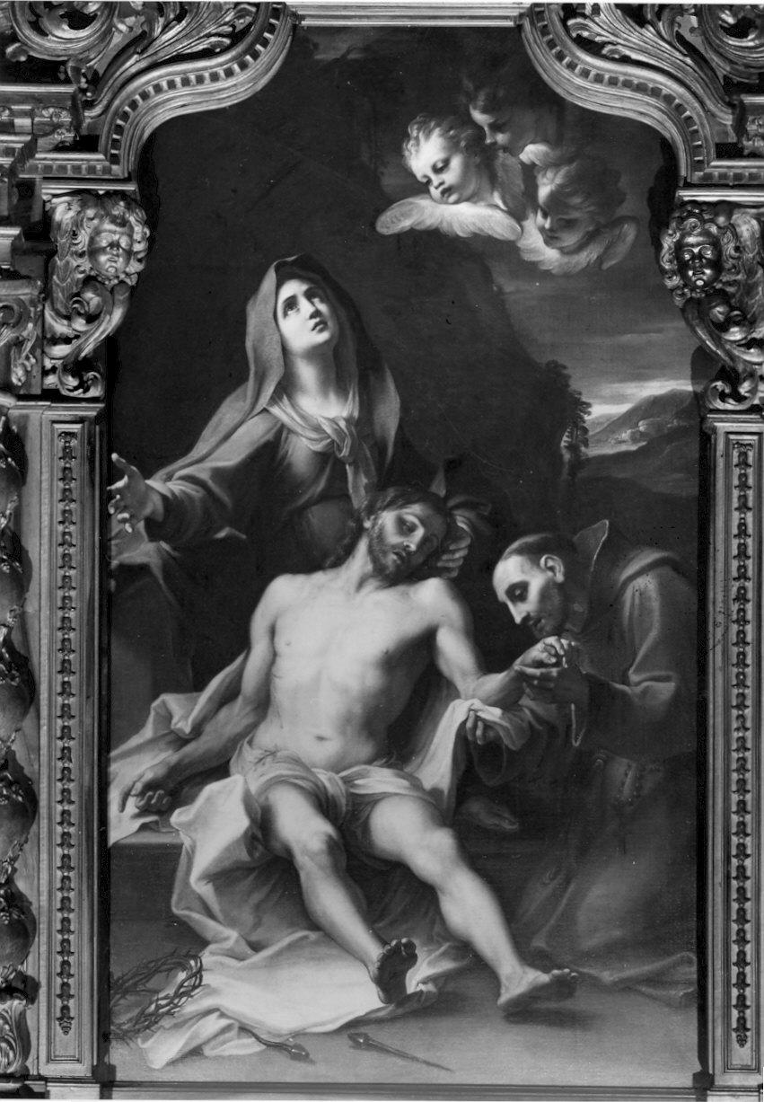 Madonna Addolorata e San Francesco d'Assisi (dipinto, opera isolata) di Legnani Stefano Maria detto Legnanino (seconda metà sec. XVII)
