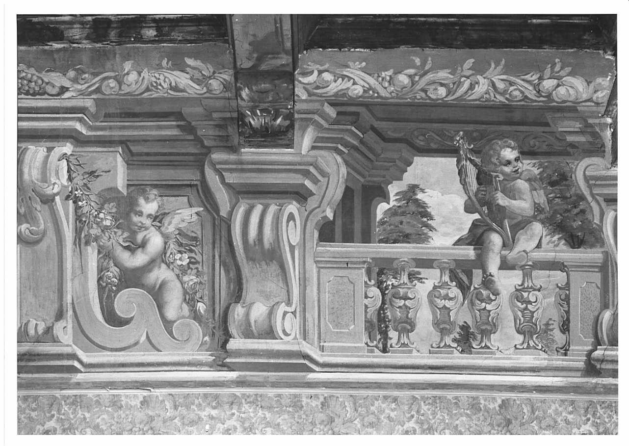 finte architetture con angeli musicanti (dipinto, opera isolata) - ambito bergamasco (prima metà sec. XVII)