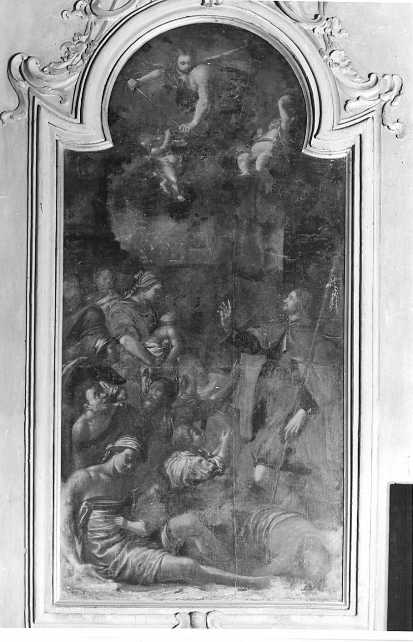San Rocco guarisce gli appestati (dipinto, opera isolata) - ambito lombardo (sec. XVII)