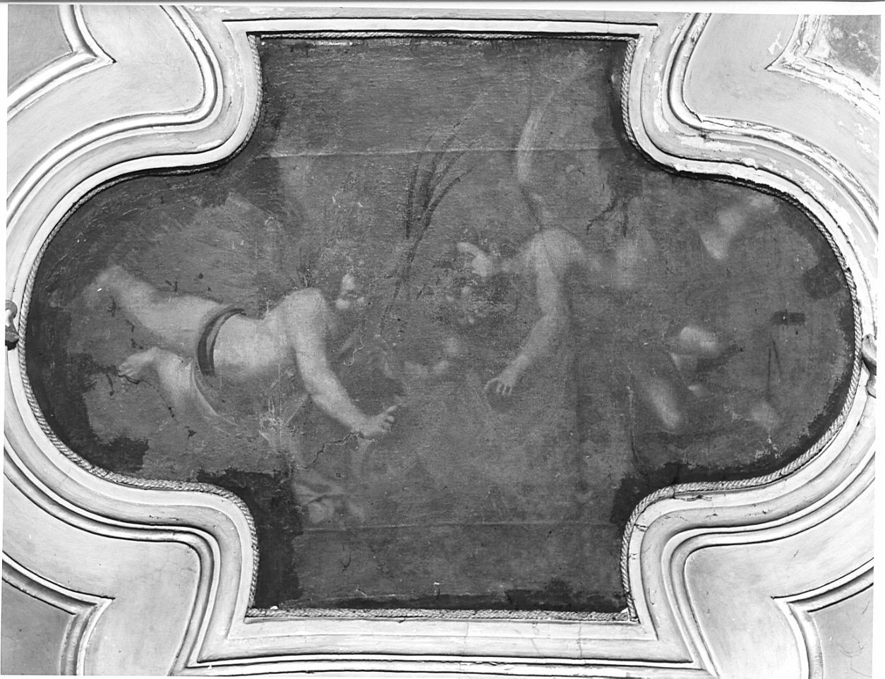 angeli con corona e palma del martirio (dipinto, opera isolata) - ambito lombardo (sec. XVII)