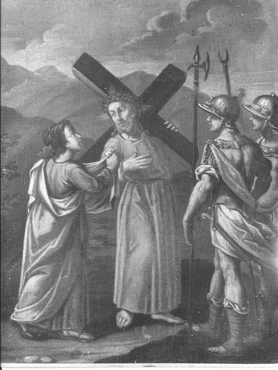 stazione VI: Gesù asciugato dalla Veronica (dipinto, elemento d'insieme) - ambito bergamasco (sec. XVIII)