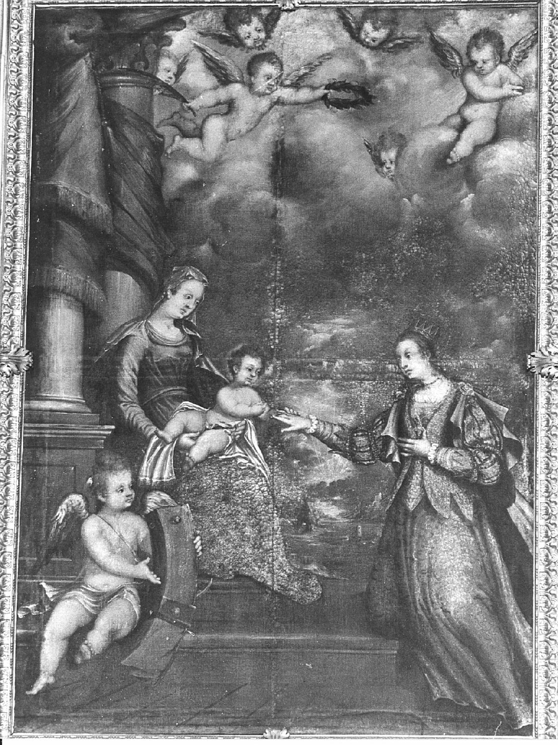 matrimonio mistico di Santa Caterina d'Alessandria (dipinto, opera isolata) di Carpinoni Domenico (maniera) (sec. XVII)