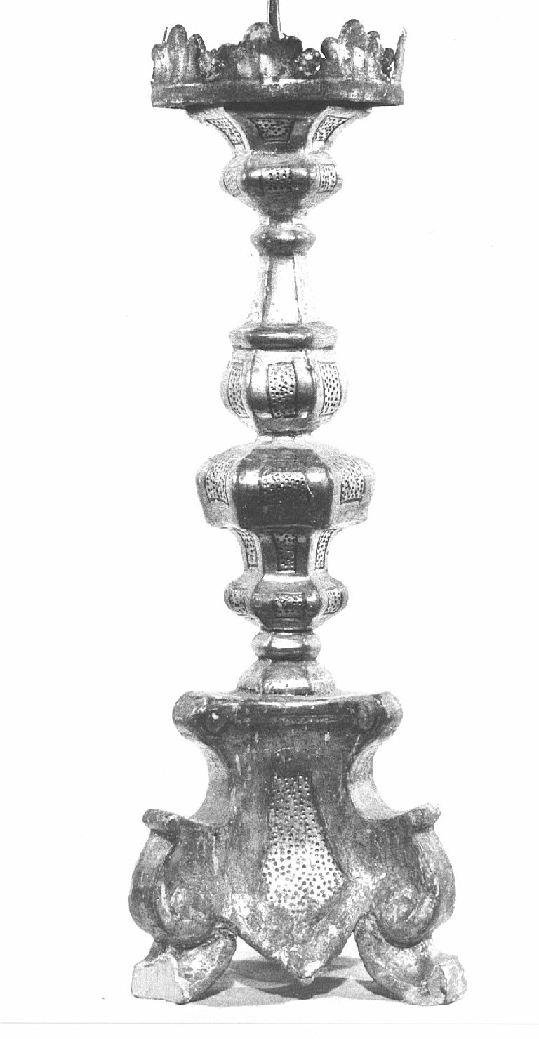 candelabro, serie - bottega bergamasca (fine/inizio secc. XVIII/ XIX)