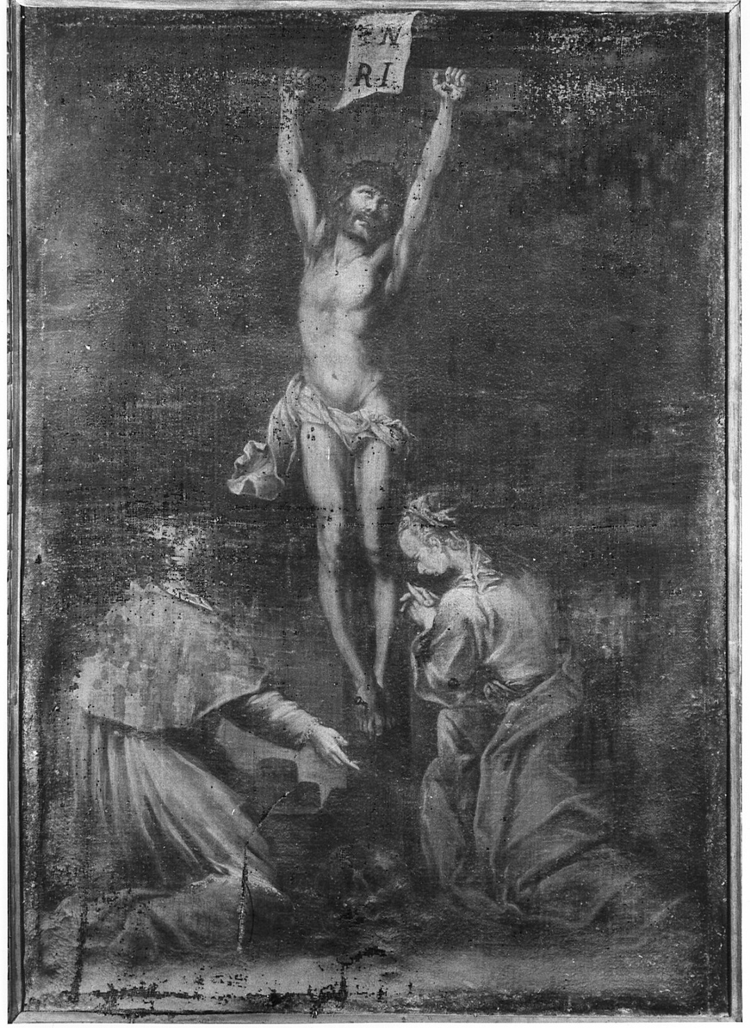 crocifissione di Cristo e santi (dipinto, opera isolata) - ambito lombardo (sec. XVIII)