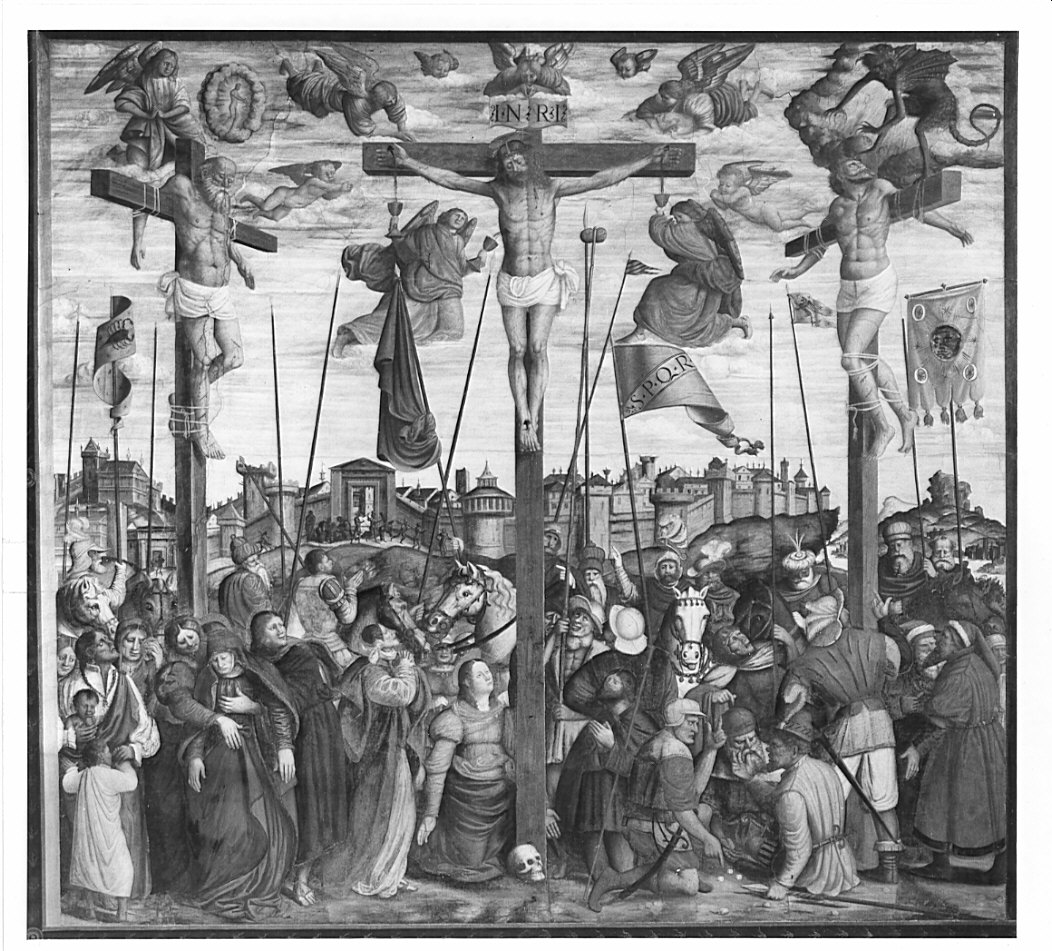 crocifissione (dipinto, elemento d'insieme) di Stella Fermo detto Fermo da Caravaggio (sec. XVI)