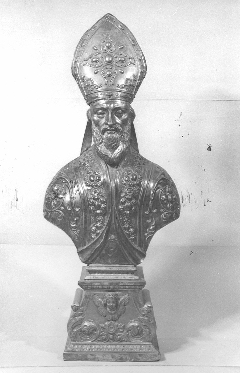 Sant'Agostino vescovo (busto, elemento d'insieme) - bottega bergamasca (sec. XVIII)