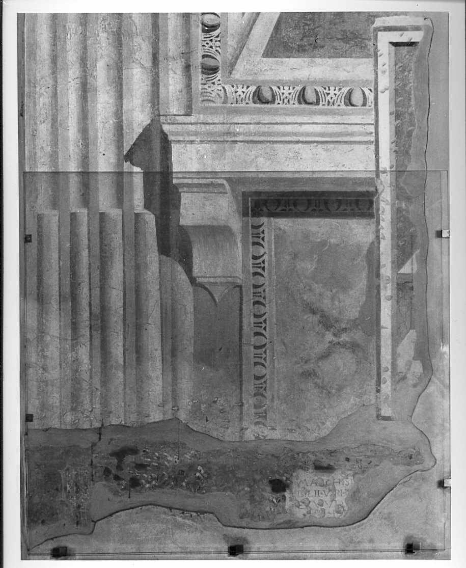 architettura (?) (dipinto, frammento) di Cavagna Gian Paolo (secc. XVI/ XVII)