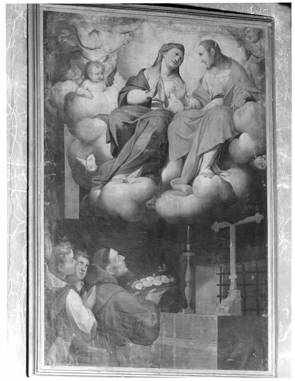 visione di San Francesco d'Assisi alla Porziuncola (dipinto, opera isolata) di Procaccini Camillo (bottega) (ultimo quarto sec. XVI)