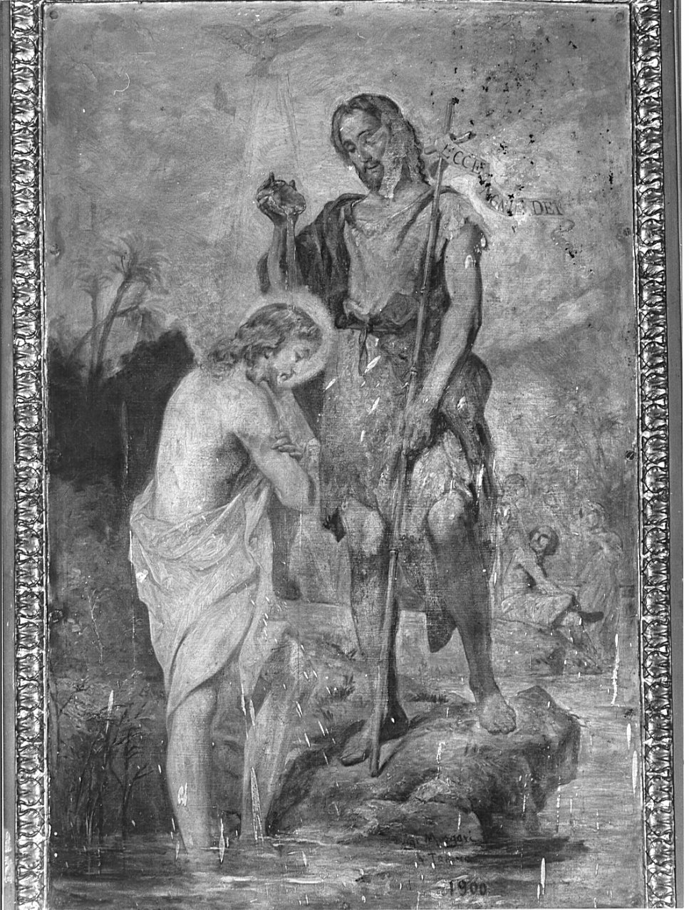 battesimo di Cristo (dipinto, opera isolata) di Morgari Luigi (attribuito) (sec. XX)