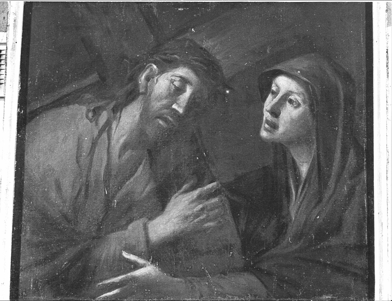 Gesù incontra la Madonna (dipinto, opera isolata) - ambito lombardo (fine sec. XVII)