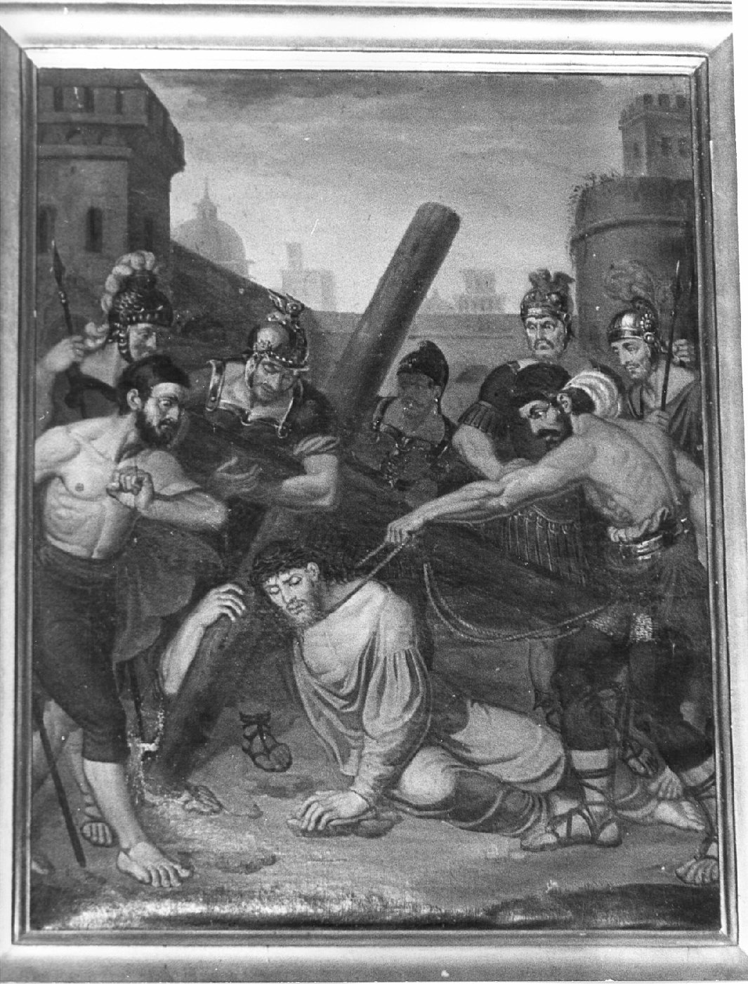 stazione III: Gesù cade sotto la croce la prima volta (dipinto, elemento d'insieme) - ambito lombardo (ultimo quarto sec. XVII)