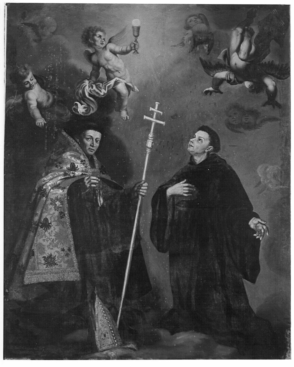 San Tommaso da Villanova e San Nicola da Tolentino (dipinto, opera isolata) di Cesareno Giovan Battista (sec. XVII)