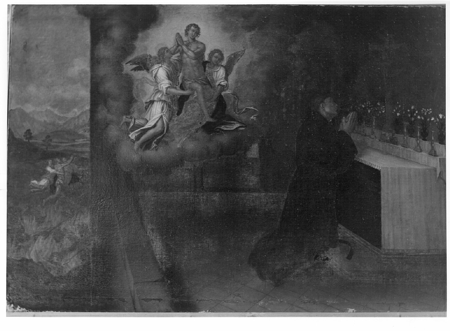 San Nicola da Tolentino intercede per le anime del purgatorio (dipinto, opera isolata) - ambito bergamasco (sec. XVII)