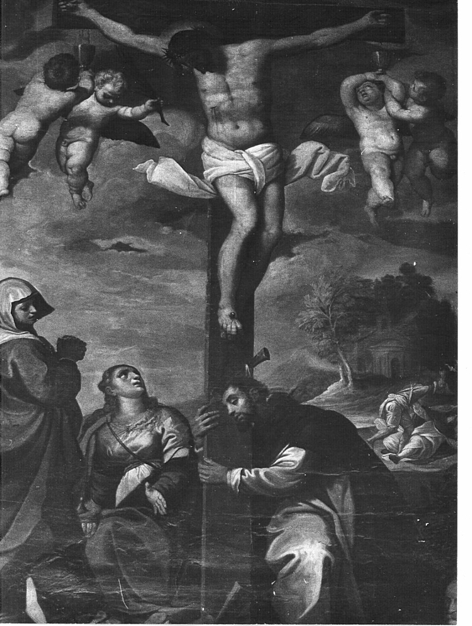 crocifissione di Cristo con la Madonna e santi (dipinto, opera isolata) di Gandino Antonio (inizio sec. XVII)