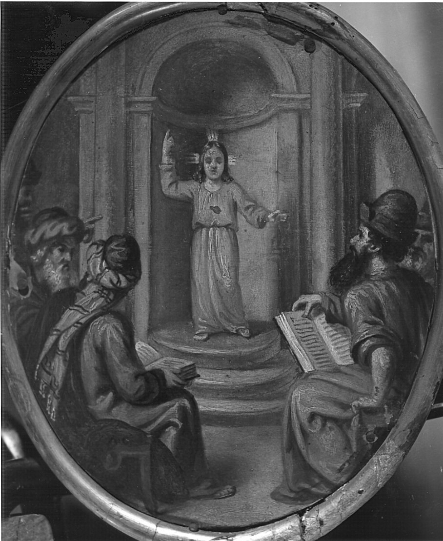 disputa di Gesù con i dottori nel tempio (dipinto, elemento d'insieme) di Ceroni Angelo (sec. XIX)