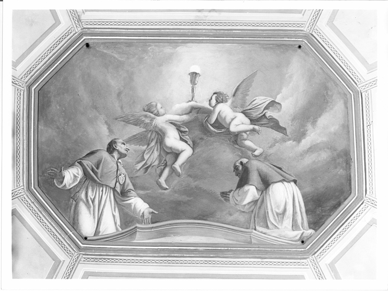 adorazione dell'Eucaristia (dipinto, opera isolata) di Guadagnini Antonio (terzo quarto sec. XIX)
