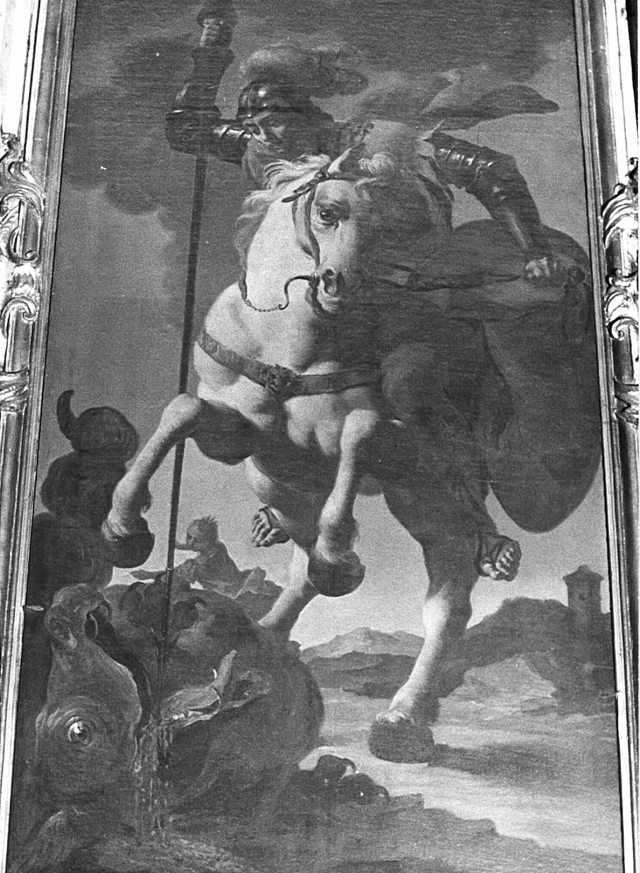 San Giorgio uccide il drago (dipinto, opera isolata) di Cappella Francesco detto Dagiù (attribuito) (sec. XVIII)