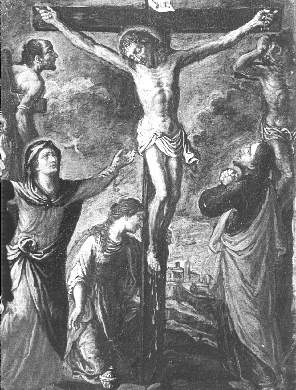 stazione XII: Gesù innalzato e morto in croce (dipinto, elemento d'insieme) di Peverada Gaetano (attribuito) (fine/inizio secc. XVIII/ XIX)