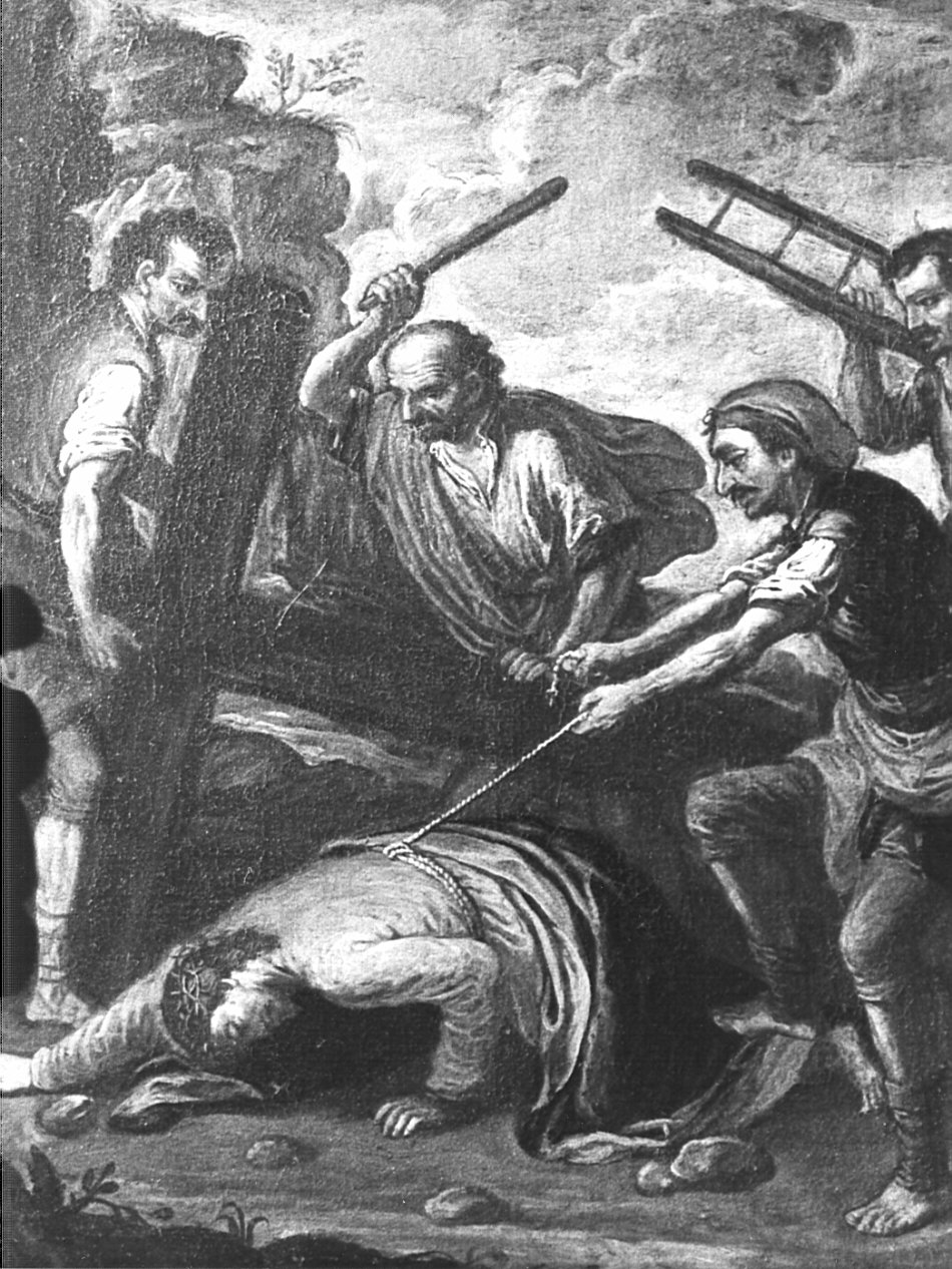 stazione IX: Gesù cade sotto la croce la terza volta (dipinto, elemento d'insieme) di Peverada Gaetano (attribuito) (fine/inizio secc. XVIII/ XIX)