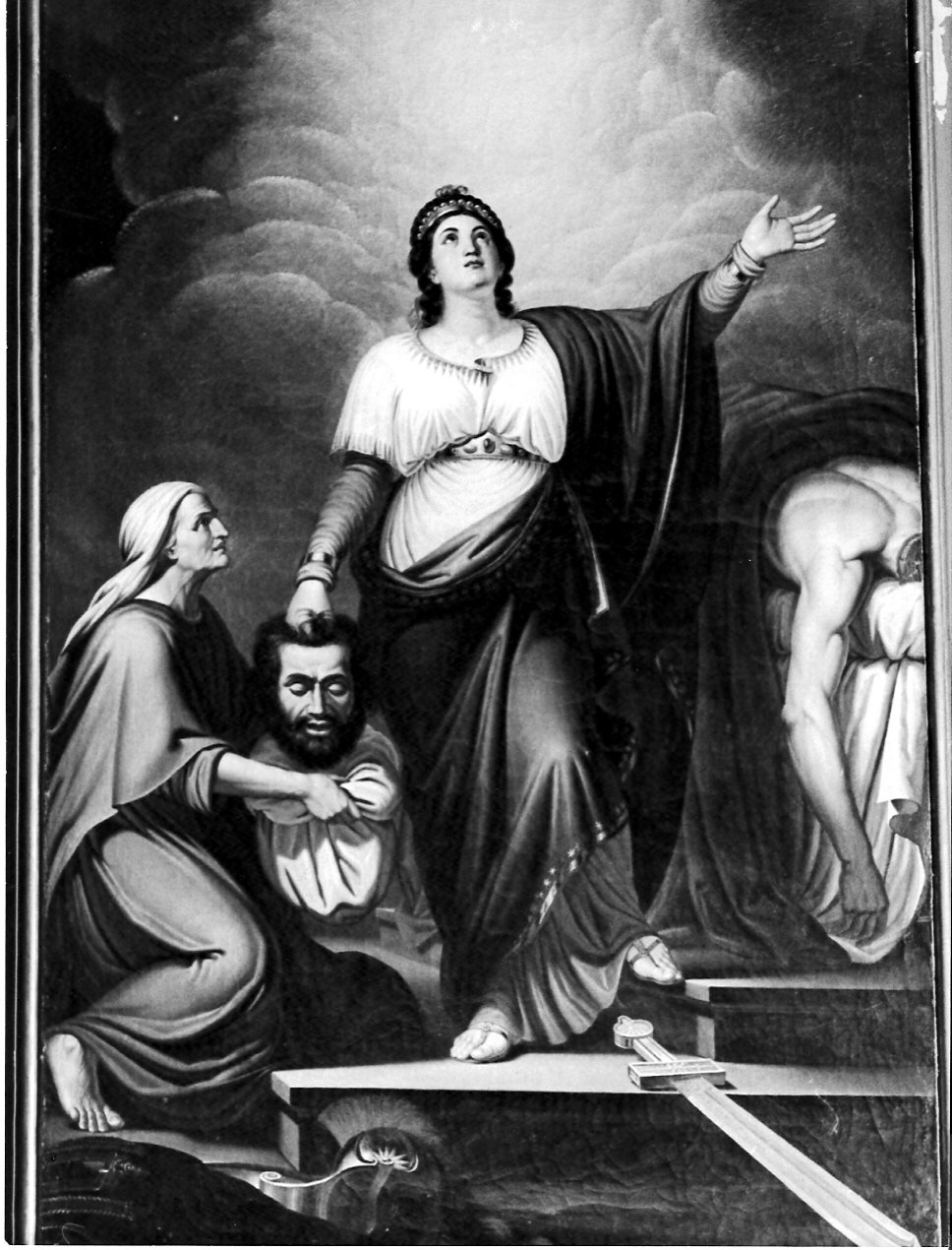 Giuditta e la sua ancella mettono la testa di Oloferne in un sacco (dipinto, opera isolata) di Riva Giovanni (attribuito) (seconda metà sec. XIX)