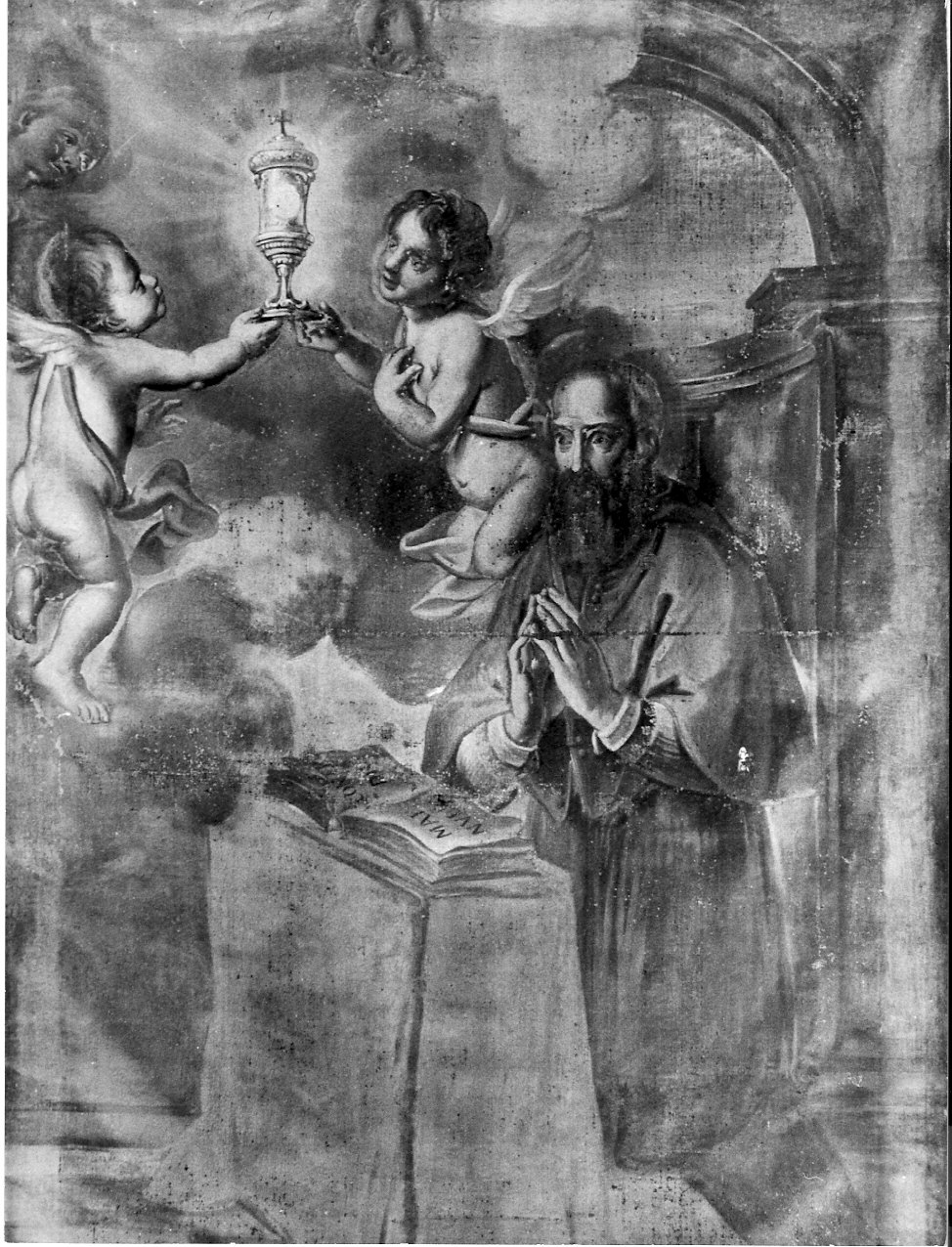 Santo in preghiera (dipinto, opera isolata) - ambito bergamasco (secc. XVII/ XVIII)