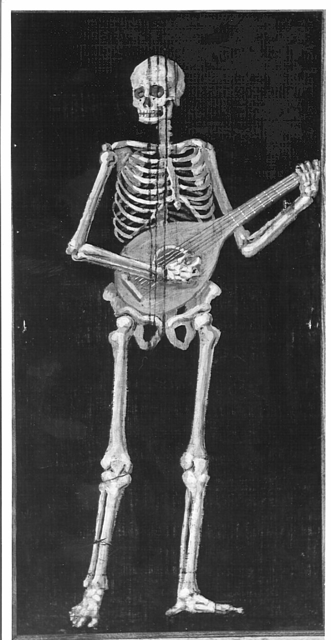 scheletro (dipinto, opera isolata) - bottega bergamasca (prima metà sec. XVIII)