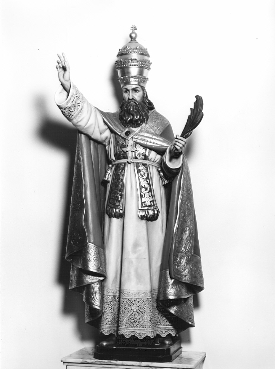 San Lino Papa Martire Benedicente (statua, opera isolata) - bottega bergamasca (secc. XIX/ XX)
