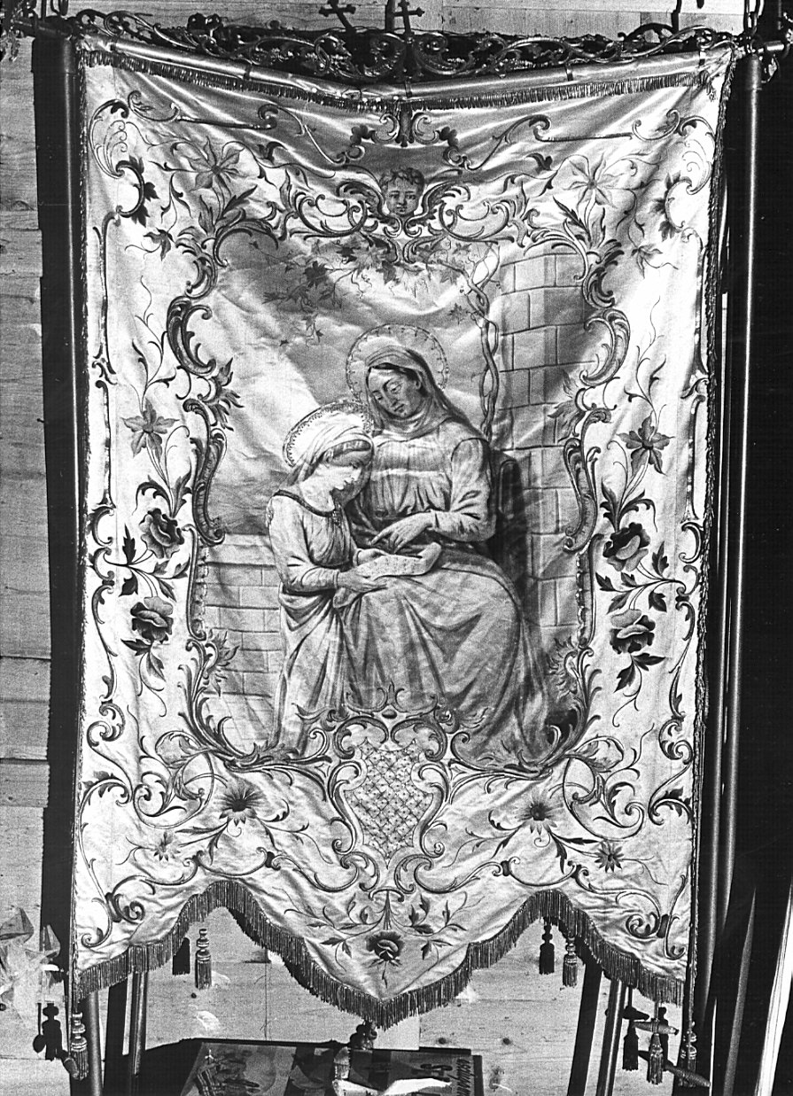 Sant'Anna insegna a leggere a Maria Vergine (stendardo processionale, opera isolata) - bottega lombarda (fine/inizio secc. XVIII/ XIX)