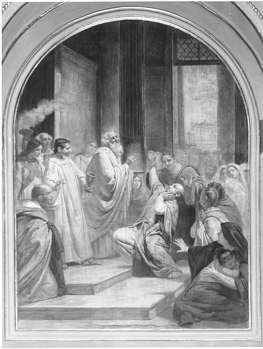 Sant'Agostino tra la folla (dipinto, elemento d'insieme) di Riva Giuseppe (sec. XX)