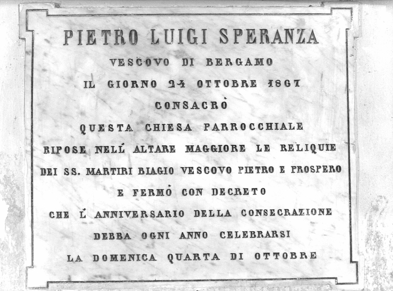 lapide commemorativa, opera isolata - bottega bergamasca (sec. XIX)