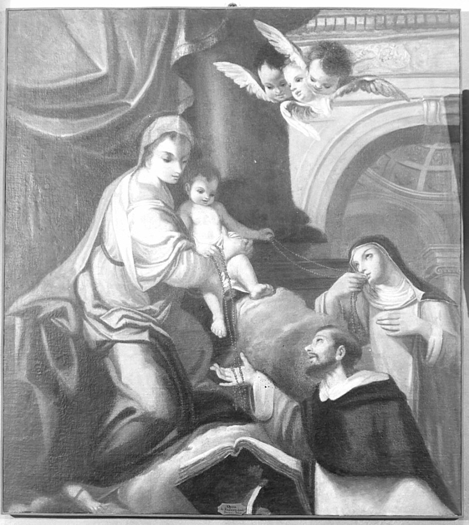 Madonna del Rosario con San Domenico e Santa Caterina da Siena (dipinto, opera isolata) - ambito lombardo (sec. XVIII)