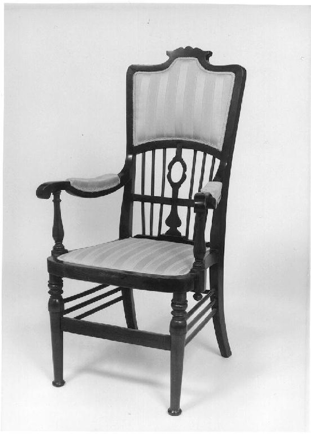 sedia - a braccioli, elemento d'insieme - ambito inglese (?) (fine/inizio secc. XIX/ XX)