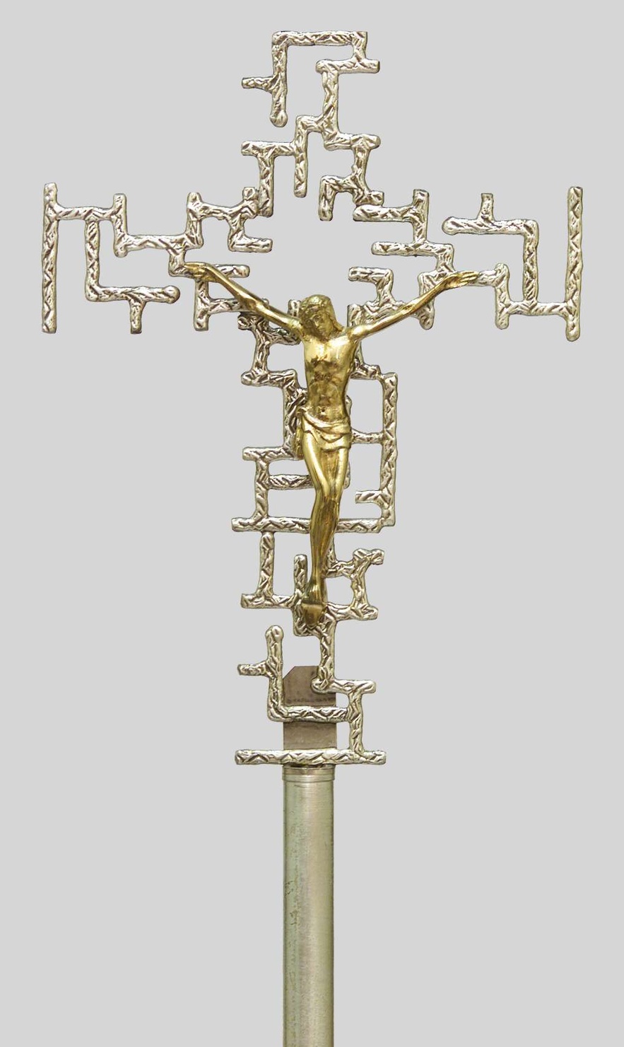 croce processionale, opera isolata - bottega lombarda (ultimo quarto sec. XX)