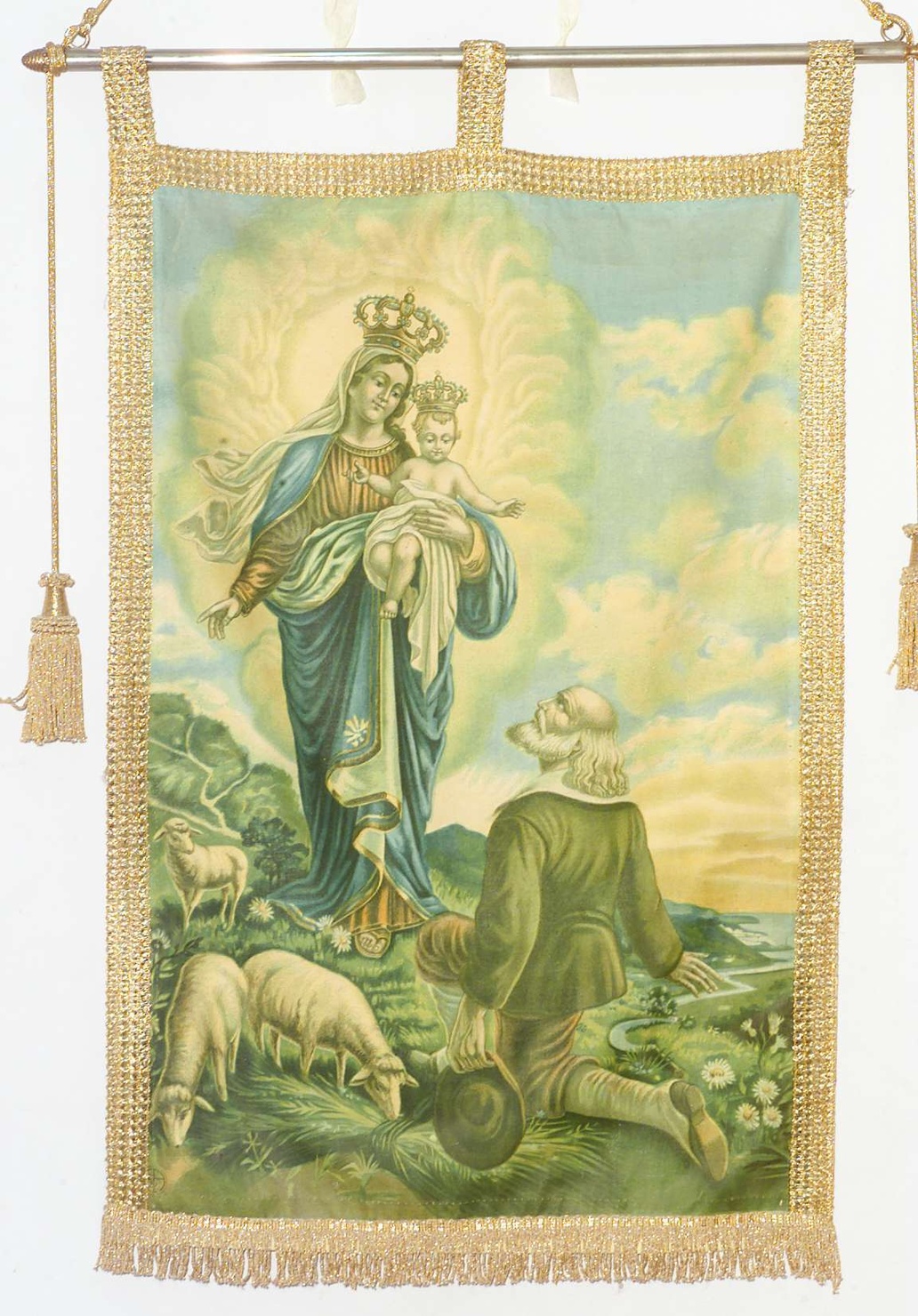 apparizione della Madonna della Misericordia di Savona ad Antonio Botta (stendardo processionale, opera isolata) - manifattura italiana (prima metà sec. XX)