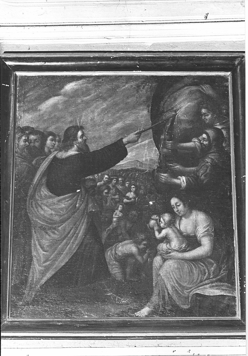 Mosè fa scaturire l'acqua dalla roccia (dipinto, opera isolata) - ambito lecchese (sec. XVII)
