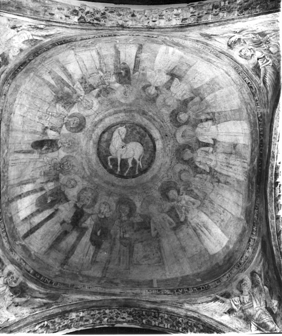 Agnus Dei/ figure con la palma del martirio (dipinto) - ambito italiano (terzo quarto sec. XI)