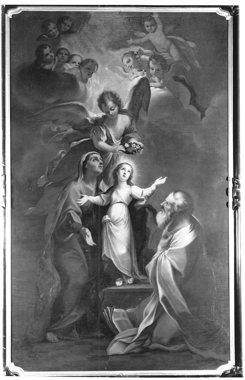 Maria Vergine bambina con Sant'Anna e San Gioacchino (pala d'altare) di Grignaschi Giovanni (sec. XIX)