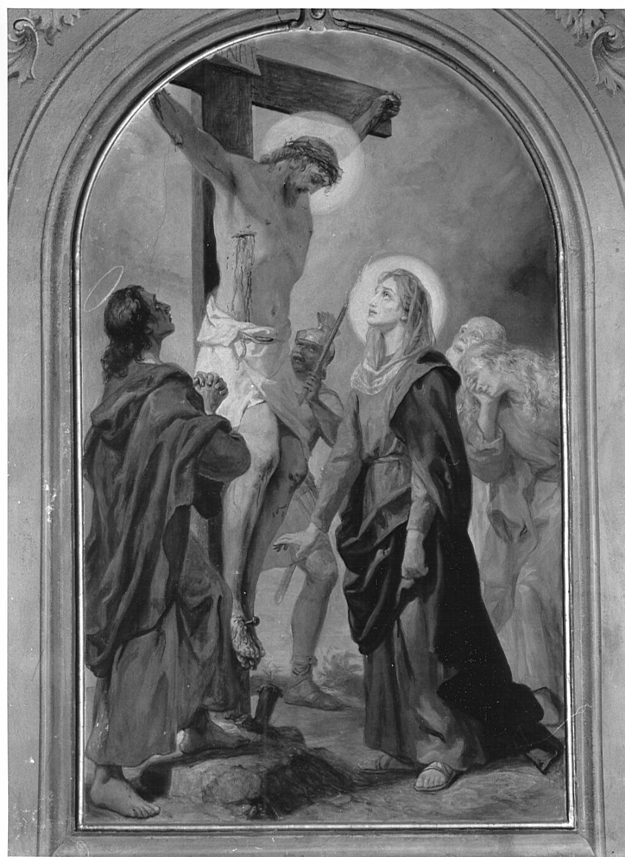 crocifissione di Cristo (dipinto) di Morgari Luigi (sec. XX)