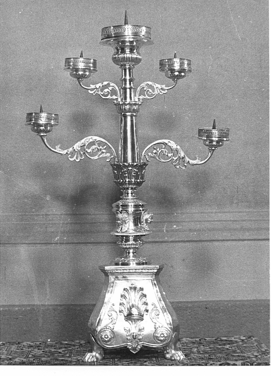 candelabro da chiesa, serie - bottega lombarda (fine sec. XIX)