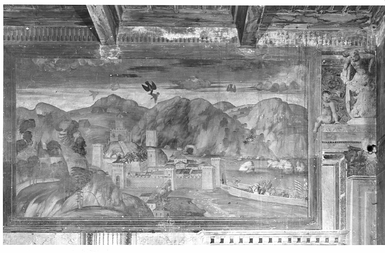 Ingresso nel castello di Musso (dipinto, elemento d'insieme) - ambito lombardo (sec. XVI)