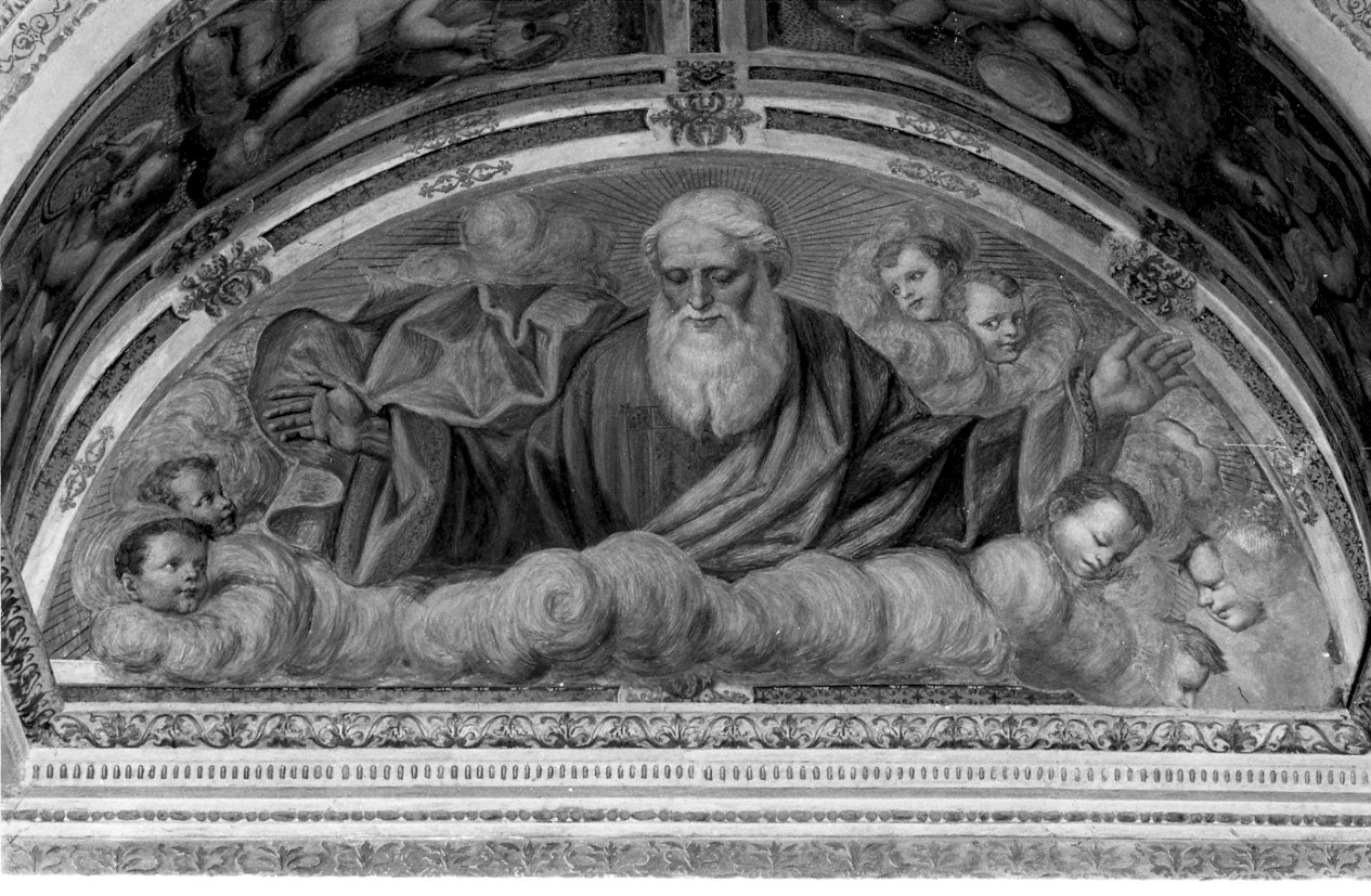 Dio Padre e cherubini (dipinto, elemento d'insieme) di Luini Evangelista, Luini Giovan Pietro, Luini Aurelio (metà sec. XVI)