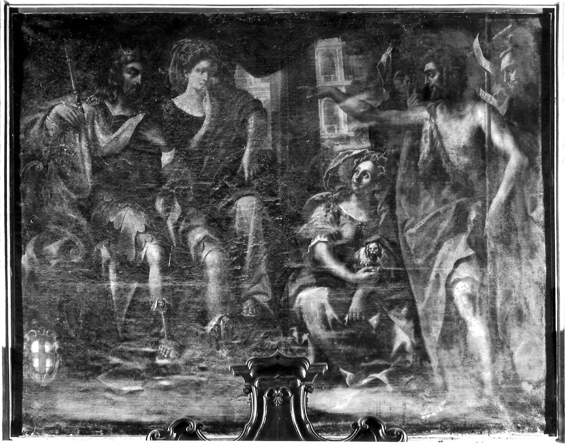 San Giovanni Battista ammonisce Erode ed Erodiade (dipinto, opera isolata) di Verrezzolli Francesco detto Veronese (attribuito) (sec. XVII)