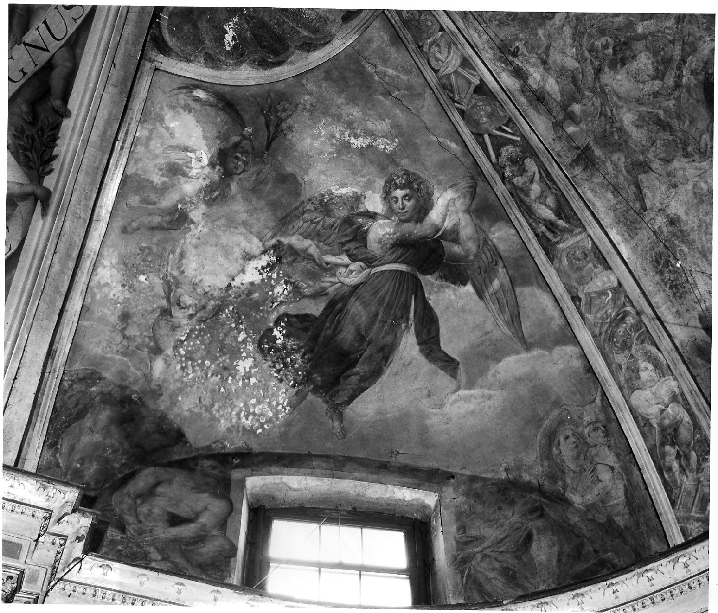 angeli con palme e gigli (decorazione pittorica, elemento d'insieme) di Airaghi Leonardo (attribuito) - ambito lombardo (sec. XVII)