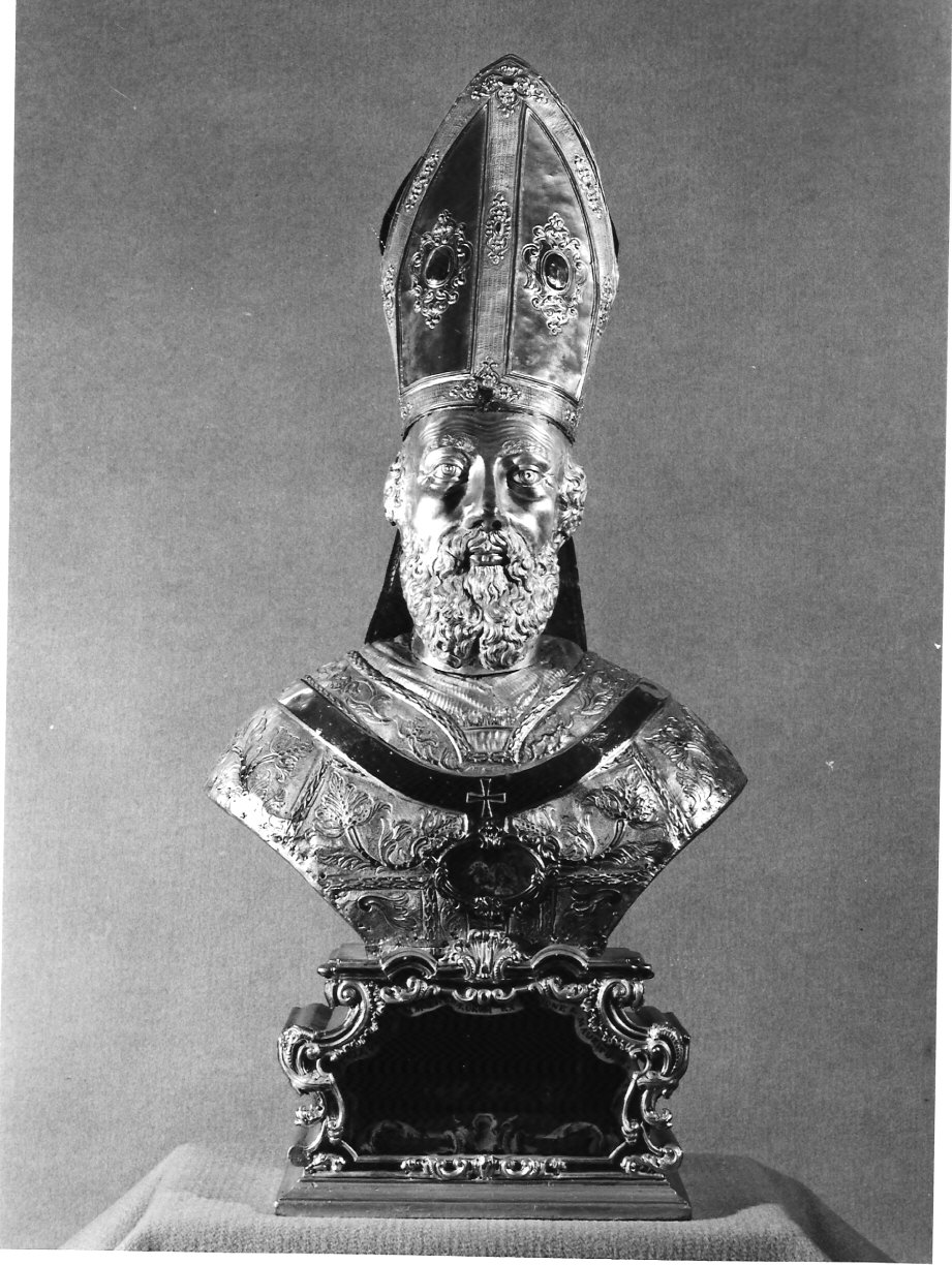 Santo vescovo (reliquiario - a busto, elemento d'insieme) - bottega lombarda (prima metà sec. XVIII)
