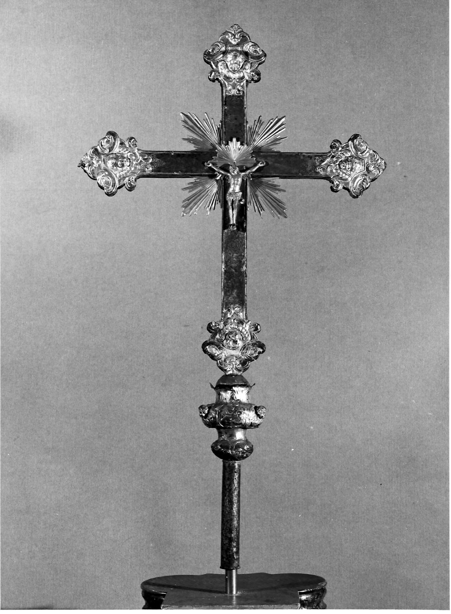 croce processionale, opera isolata - bottega lombarda (metà sec. XVIII)