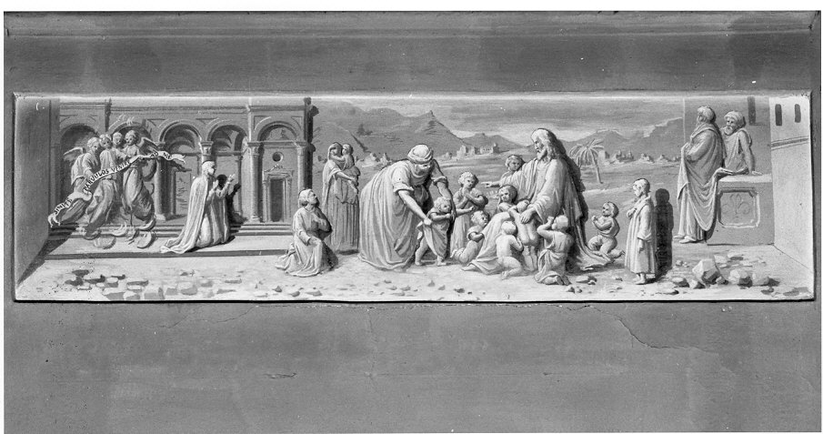 Cristo benedice i fanciulli (dipinto, opera isolata) - ambito lombardo (fine sec. XIX)