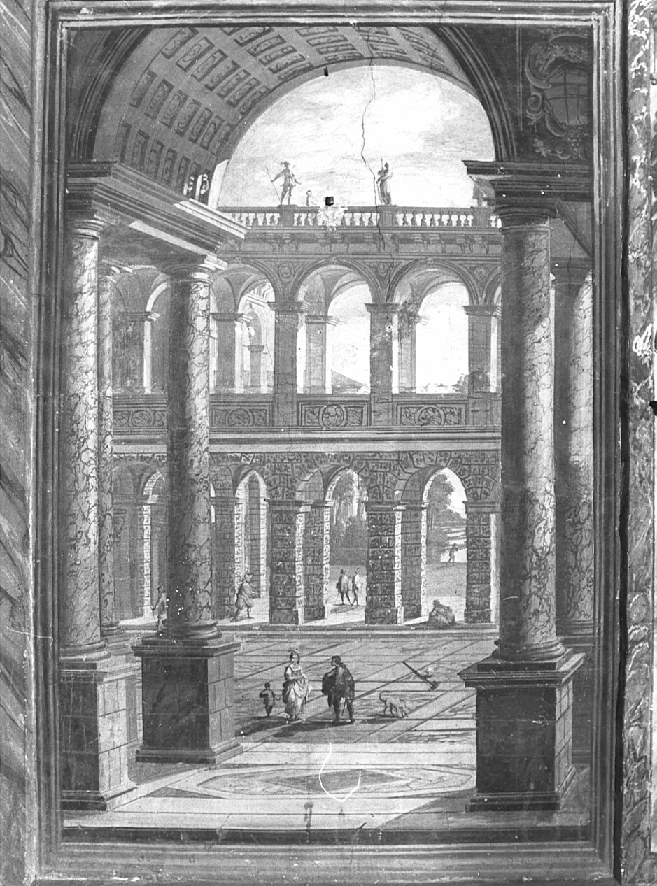 veduta di un palazzo (dipinto, elemento d'insieme) - ambito lombardo (fine sec. XVIII)