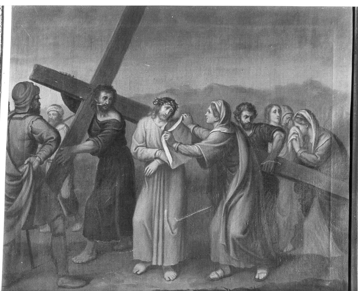 stazione VI: Gesù asciugato dalla Veronica (dipinto, elemento d'insieme) - ambito lombardo (sec. XIX)