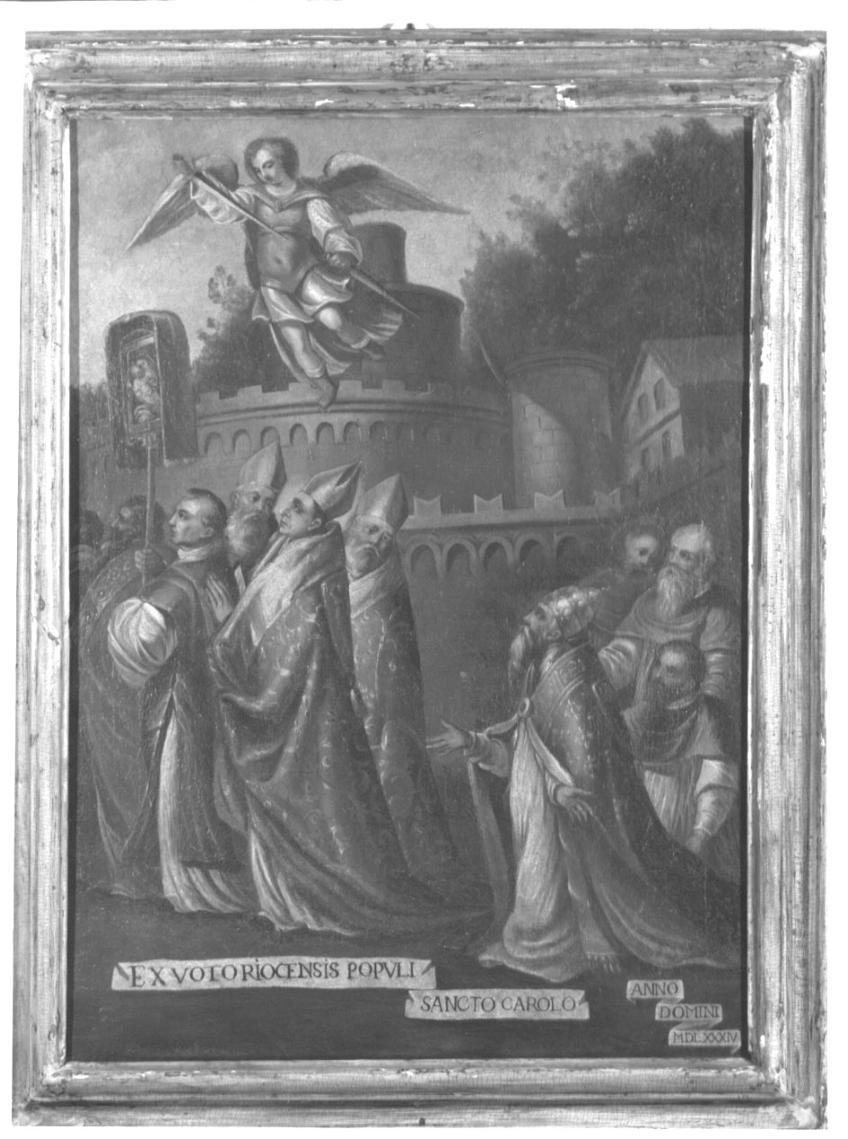 apparizione di San Michele Arcangelo sulla Mole Adriana (dipinto, opera isolata) - ambito lombardo (secc. XVI/ XVII)