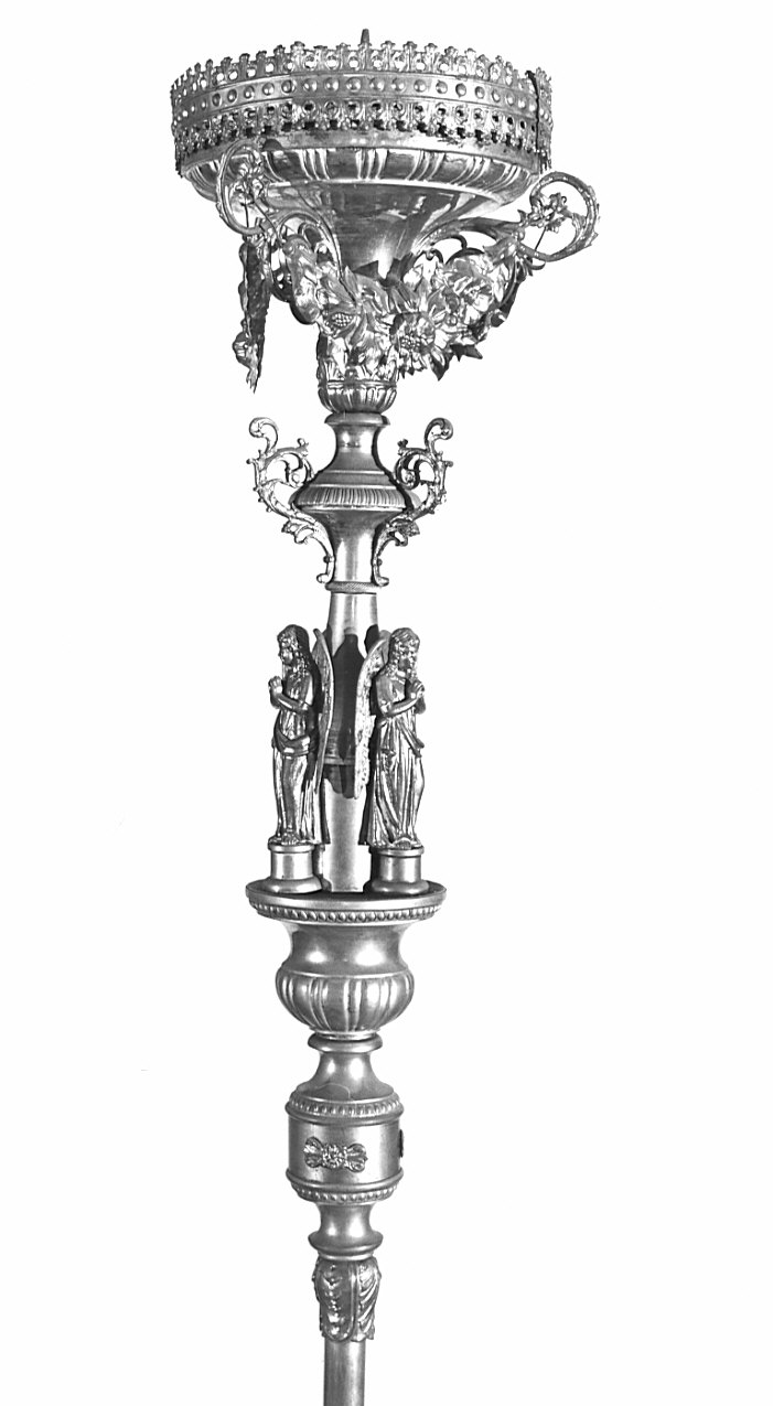candelabro portatile, coppia - bottega lombarda (fine/inizio secc. XIX/ XX)